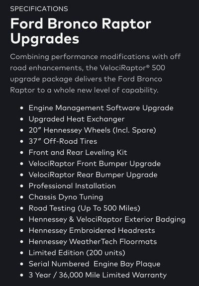 2023 Ford Bronco Raptor Hennessey VelociRaptor 500