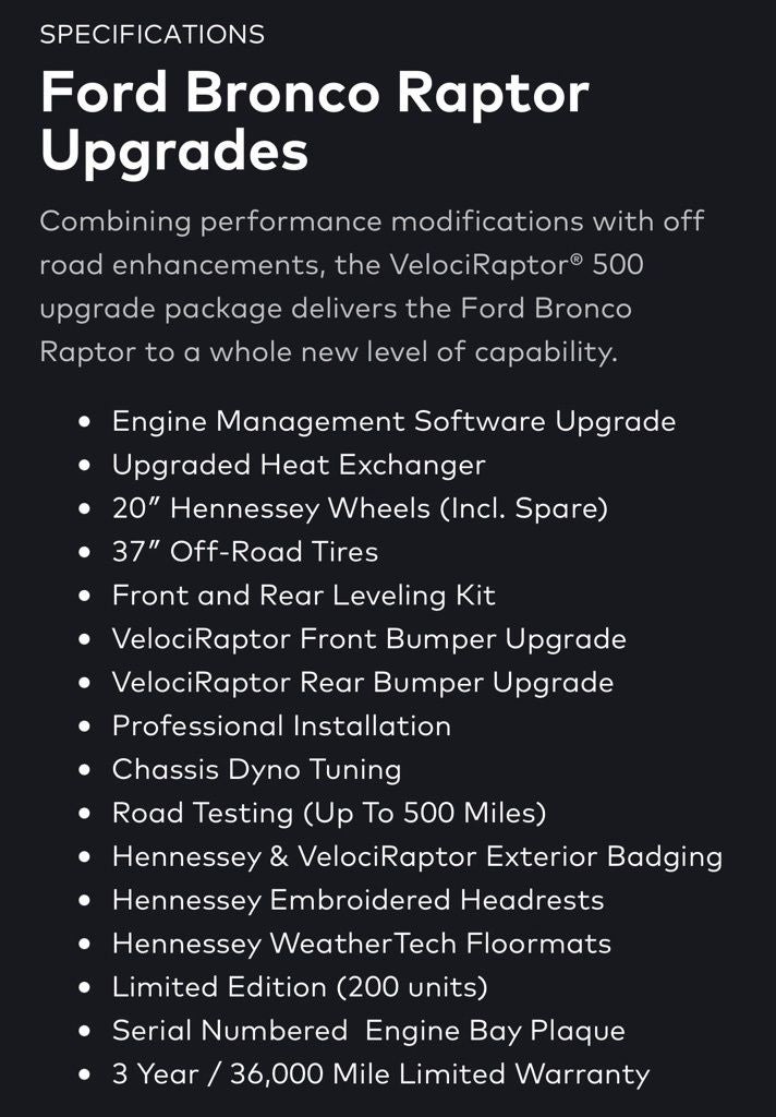 2023 Ford Bronco Raptor Hennessey VelociRaptor 500