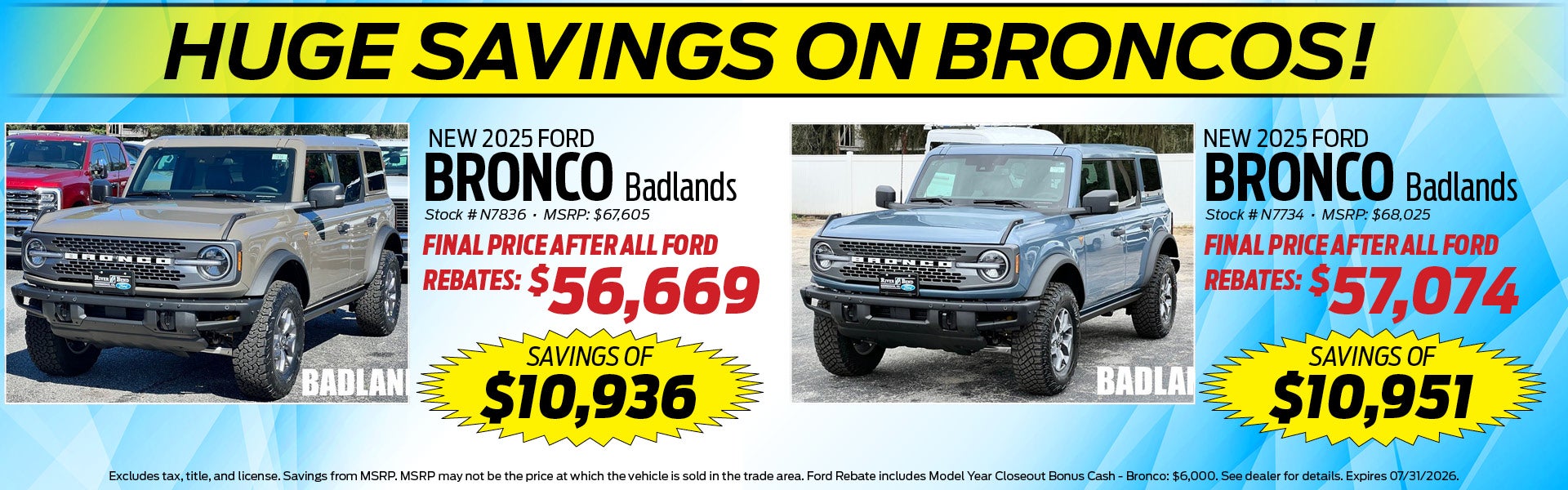 Huge Savings on Broncos