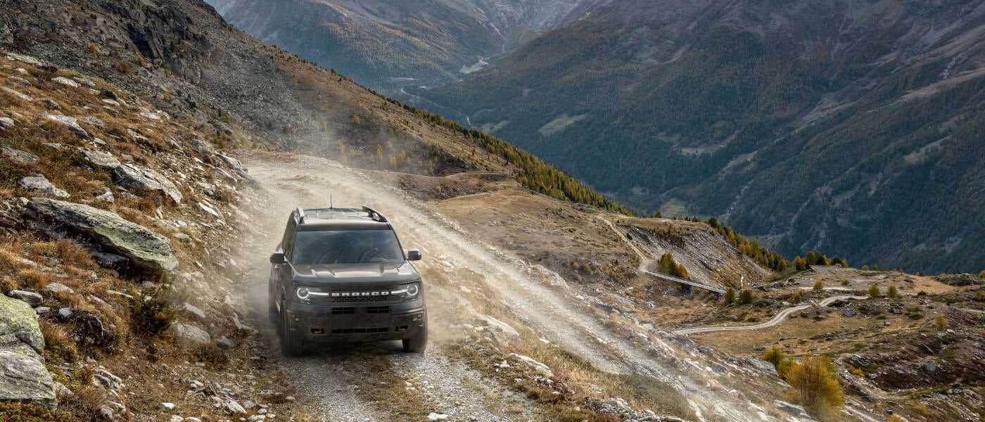 2025 Ford Bronco Exterior Driving Head On Along Elevated Mountain Road