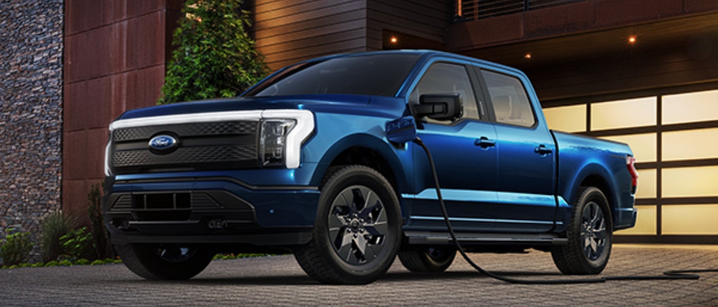 2025 Ford F-150 Lightning Exterior Parked White Charging At Home
